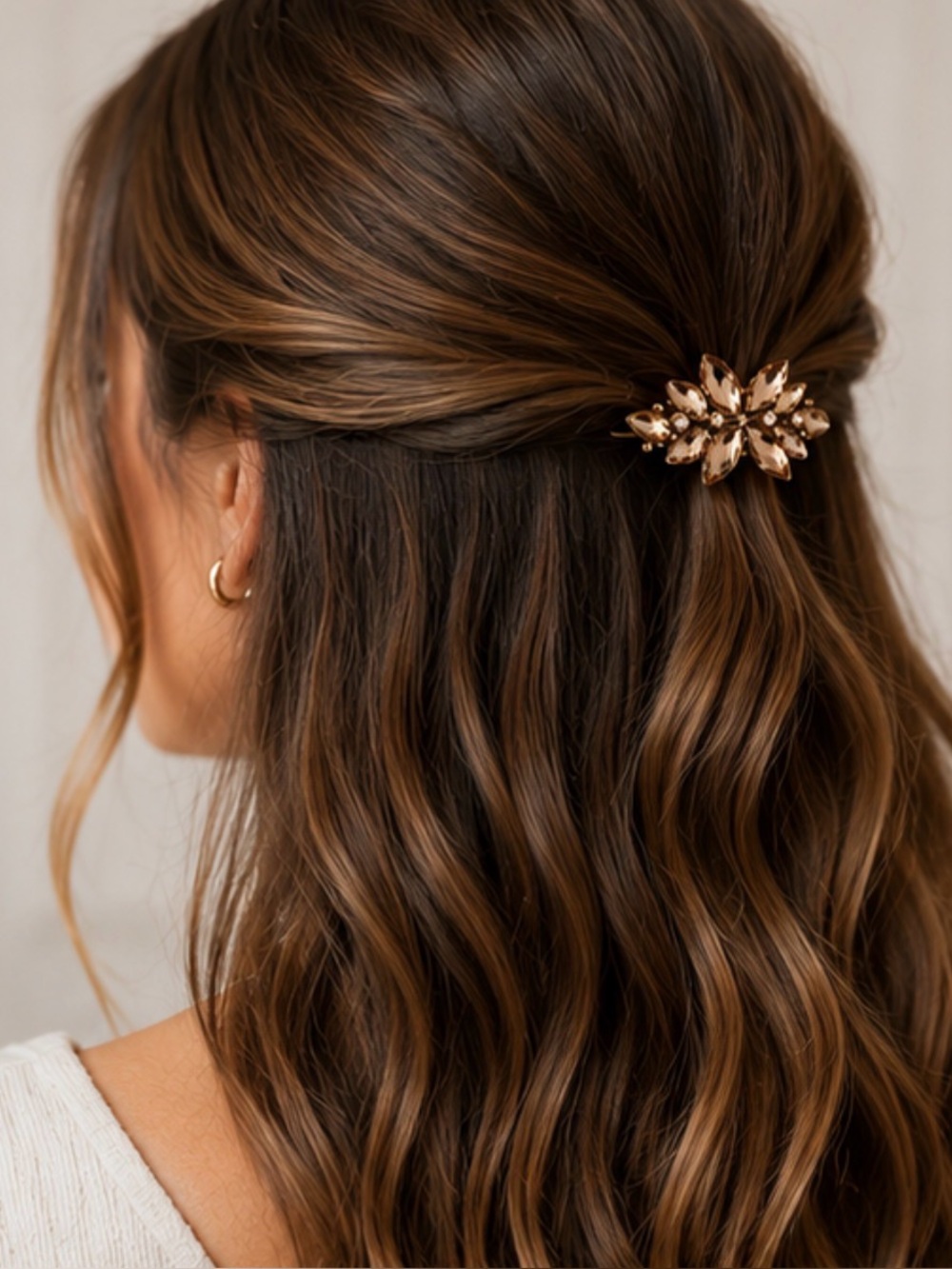 ✨scunci Crystal Floral Barrettes in Champagne and Smoky✨